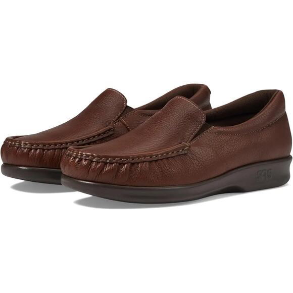 SAS Womens Twin Slip On Walking Shoe US 10.5 Narrow EU 41 Brown Leather NIB - Picture 1 of 13